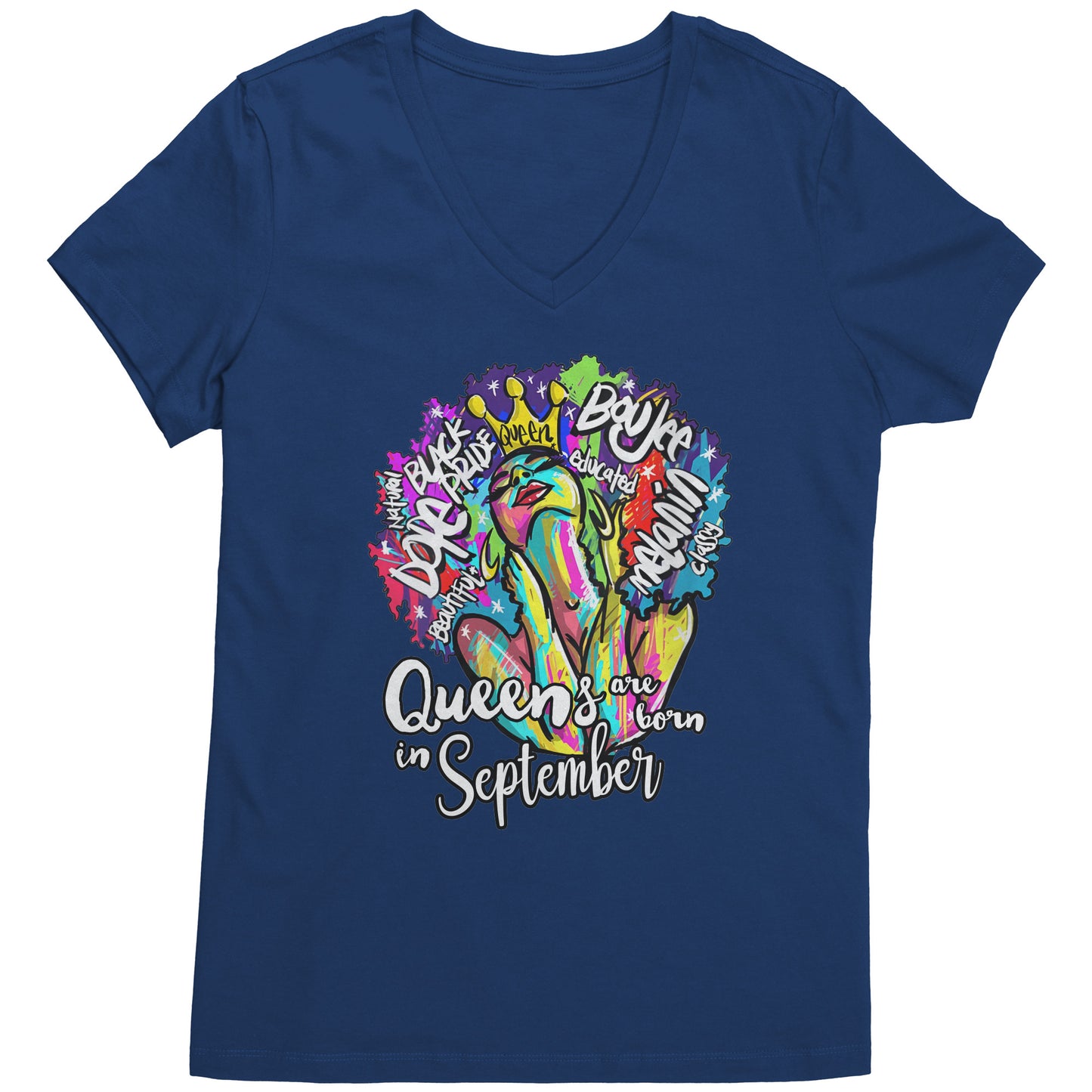 Queens Are Born In September  V-Neck Tee