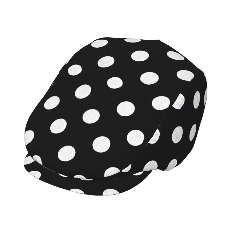 Black and White Polka Dot Newsboy Cap