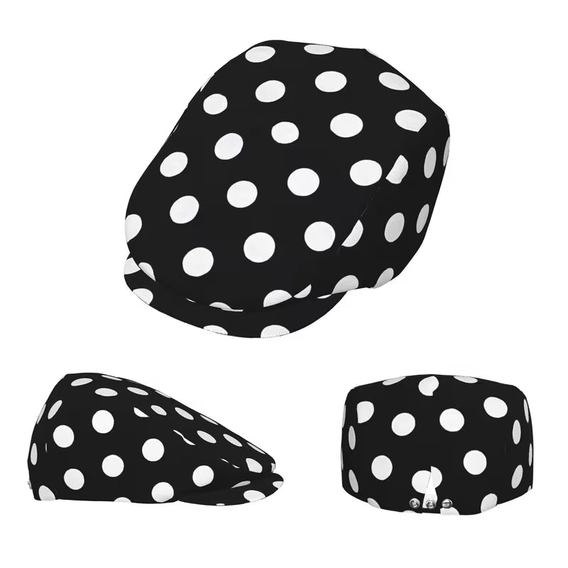 Black and White Polka Dot Newsboy Cap