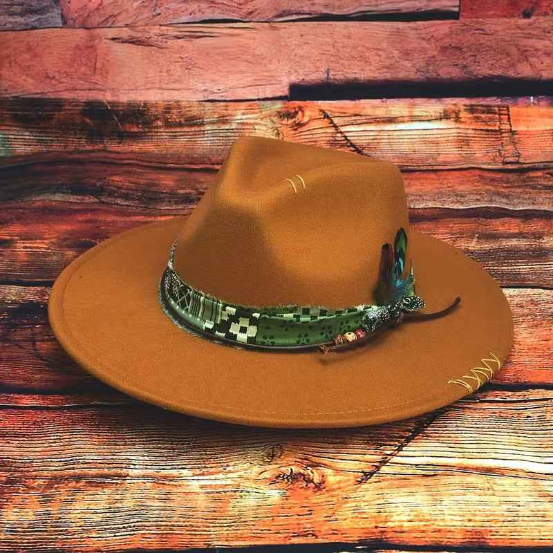 Classic Unisex Wide Brim Brown Panama Felt Hat