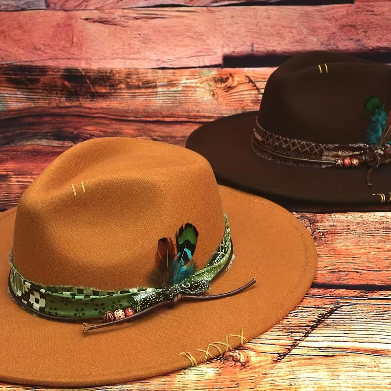 Classic Unisex Wide Brim Brown Panama Felt Hat