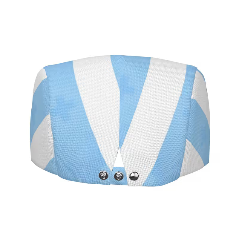 Blue and White Pinstriped Newsboy Cap