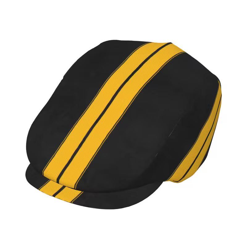 Black And Yellow Striped Newsboy Cap