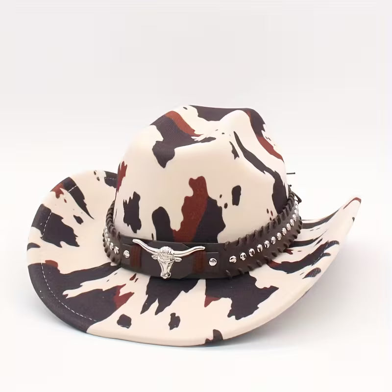 Cow Print Cowboy Hat Set