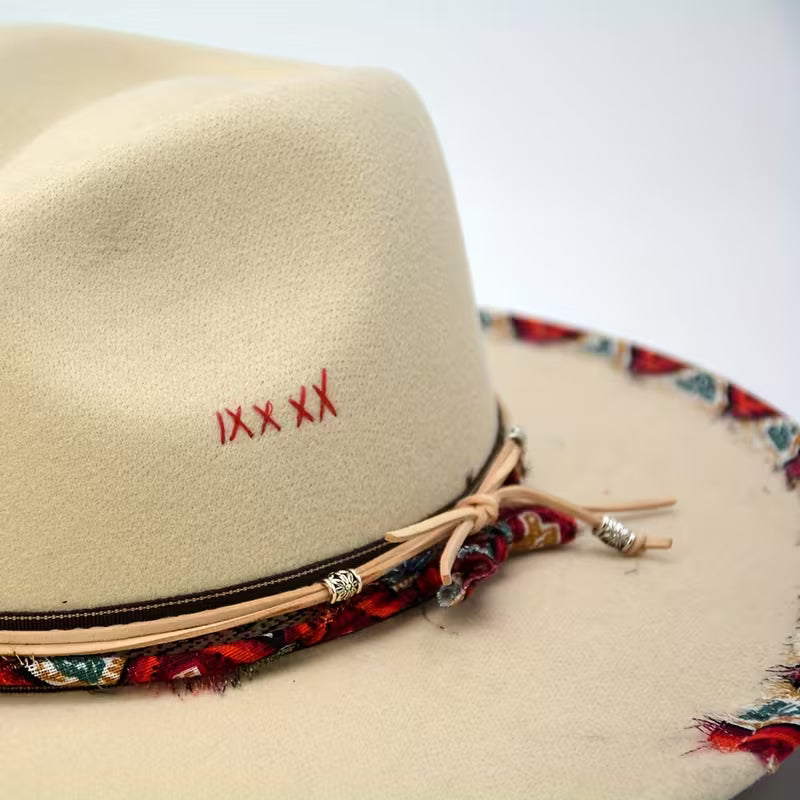 Beige Wide Brim Western Coyboy Hat
