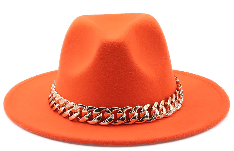 Orange Crush Fedora w/Chain